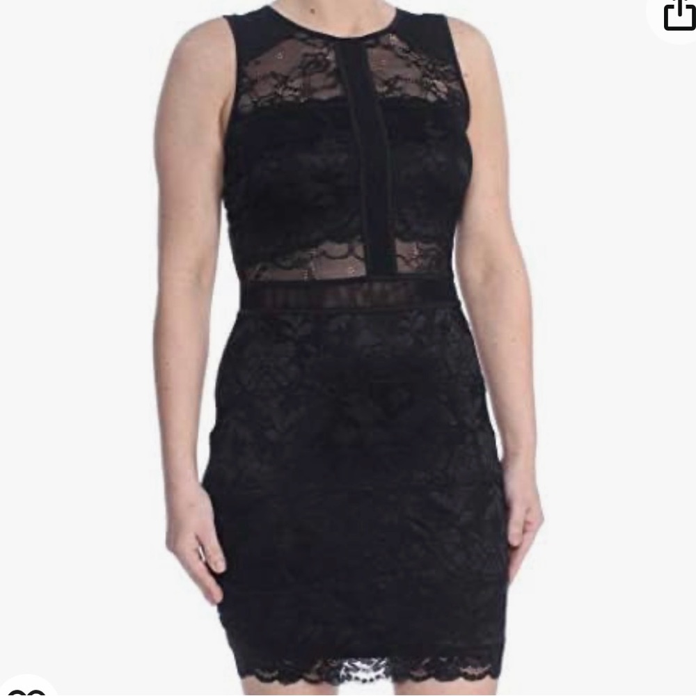 EUC Guess Shannon Galloon Black Lace Sleeveless Dress